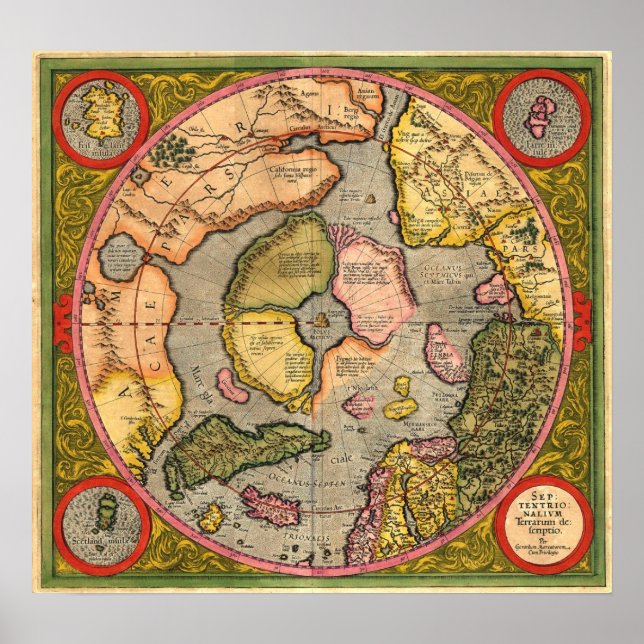Affiche North Pole Map by Mercator (Devant)