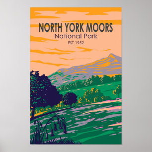 Affiche North York Moors National Park Angleterre Vintage
