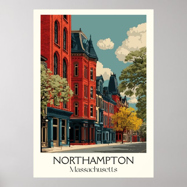 Affiche Northampton Massachusetts Vintage Fall Street Art (Devant)