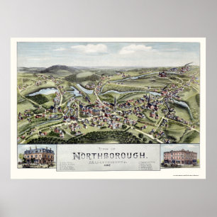 Affiche Northborough, MA Carte panoramique - 1887