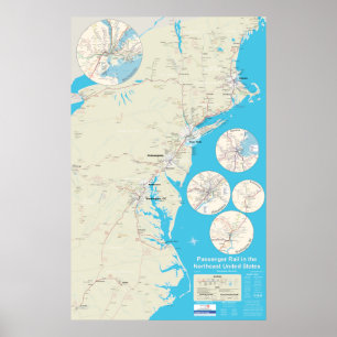 Affiche Northeast Rail Map version 2.1 - Dec 29, 2014