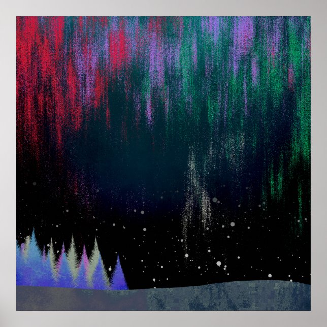 Affiche Northern Lights Contemporary Landscape (Devant)