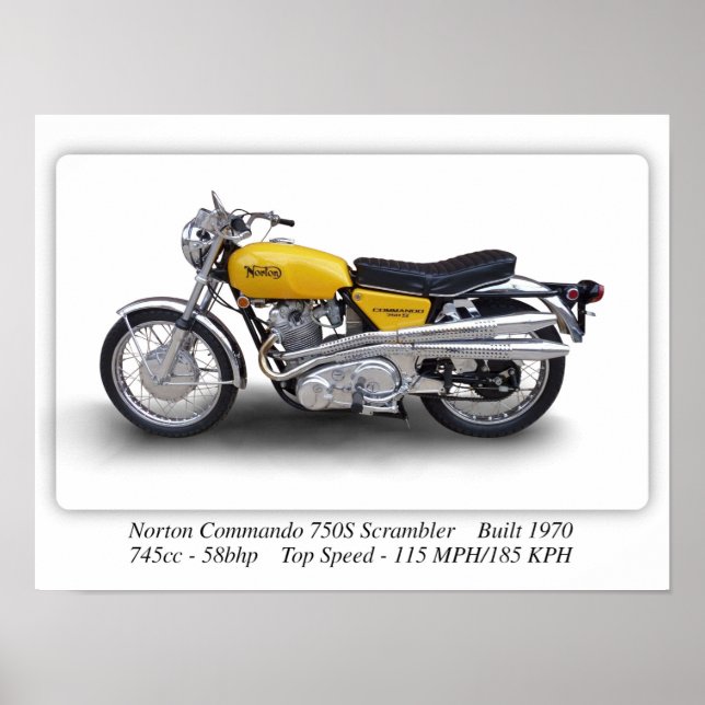 Affiche Norton Commando 750s Scrambler Motorcycle - A3 (Devant)