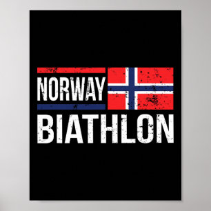 Affiche Norvège Biathlon Cible Ski de tir Concours