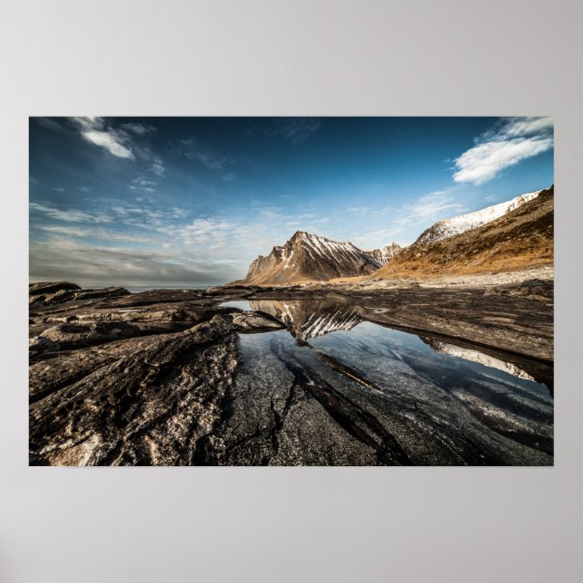 Affiche Norvège Îles Lofoten Montagne (Devant)