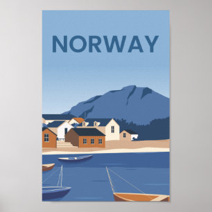 Affiche Norvège Illustration de lieux de voyage célèbres