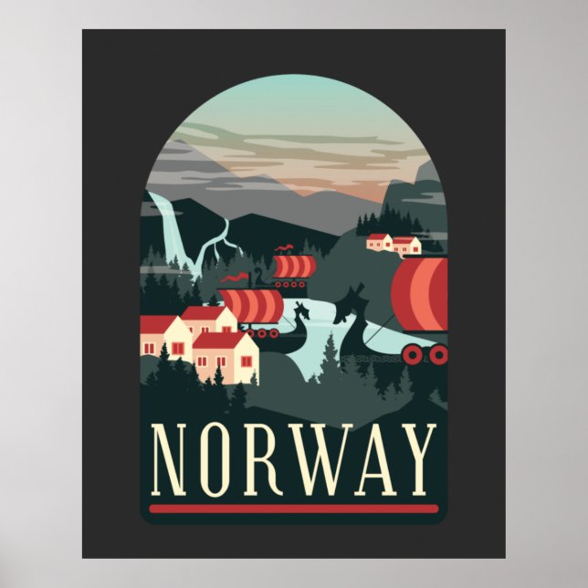 Affiche Norvège Paysage Vintage (Devant)