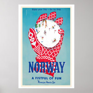Affiche Norvège Poignée de plaisir Ligne norvégienne d'Amé