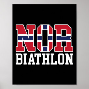 Affiche Norvégien Drapeau Biathloniste - Norvégien Ni Biat