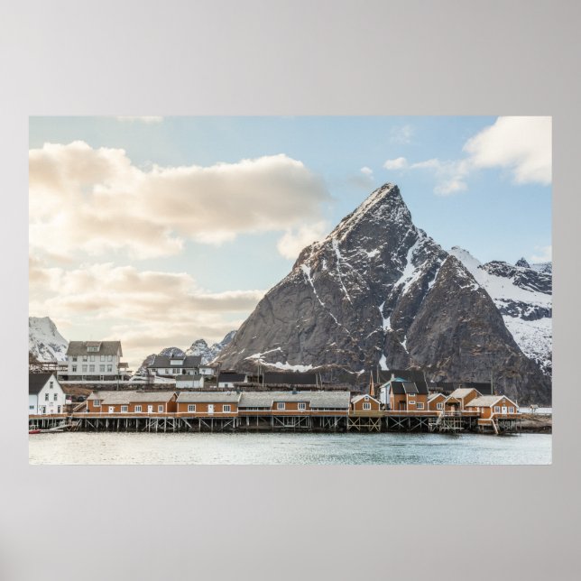 Affiche Norway Lofoten Fishing Village Landscape Photo (Devant)