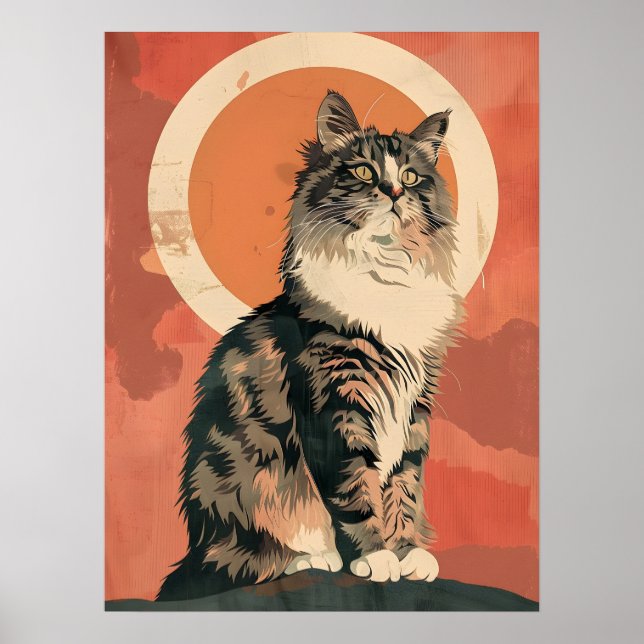 Affiche Norwegian Forest Cat Art Moderne (Devant)