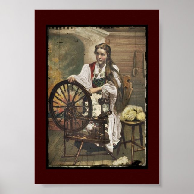Affiche Norwegian Girl a Spinning Wheel (Devant)