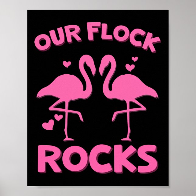 Affiche Nos Flock Rocks Flamant rose Correspondant Vacance (Devant)
