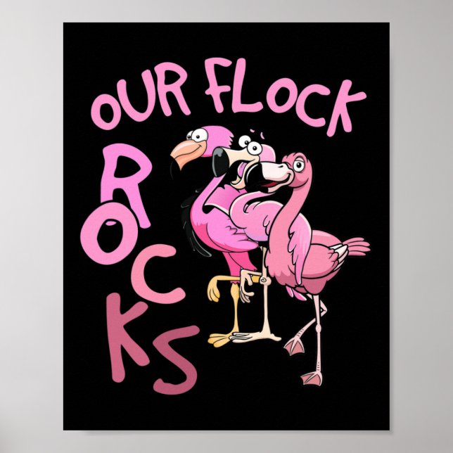 Affiche Nos Flock Rocks Flamant rose Correspondant Vacance (Devant)