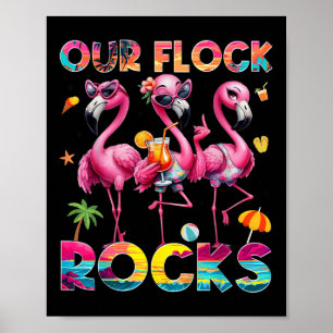 Affiche Nos Flock Rocks Flamant rose Vacances d'été Famill