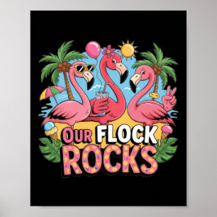 Affiche Nos Flock Rocks Flamant rose Vacances d'été Famill