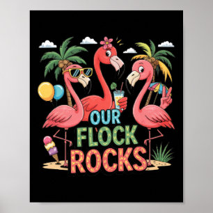 Affiche Nos Flock Rocks Flamant rose Vacances d'été Famill