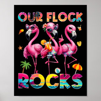 Affiche Nos Flock Rocks Flamant rose Vacances d'été Famill