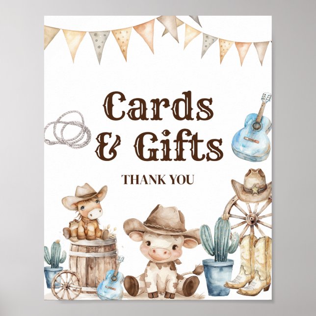 Affiche Nos petites cactus Cowboy Baby showers Cartes et c (Devant)