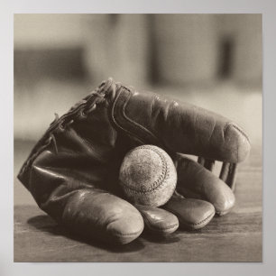Affiche Nostalgie du baseball - Mitt et Baseball