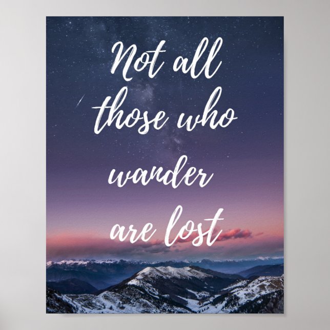 Affiche Not all those who wander are lost travel quote (Devant)