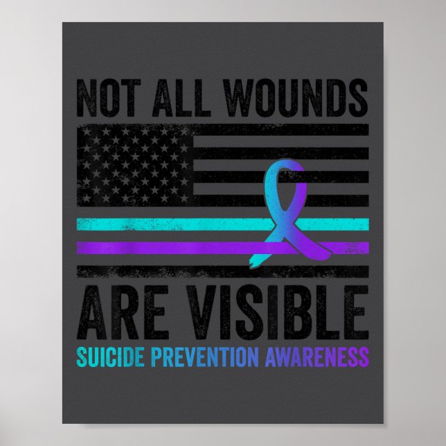 Affiche Not All Wounds Are Visible American Flag Suicide P (Devant)