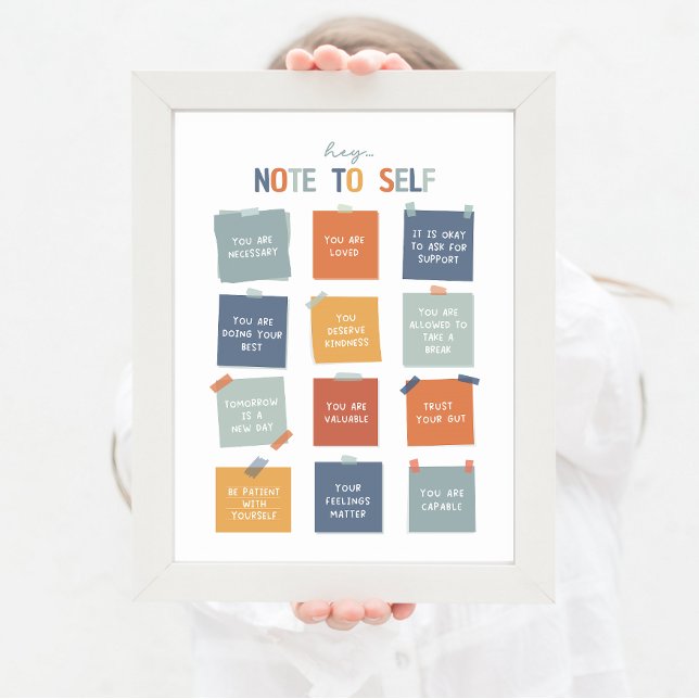 Affiche Note à Self 18"X24" (note to self, mental health, daily reminders, note to self, self care poster, mental health boho)