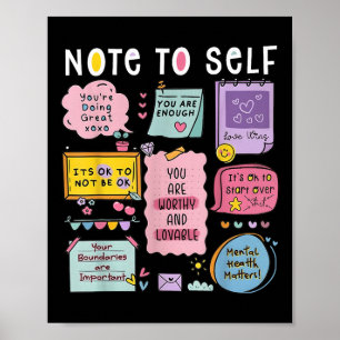Affiche Note à soi-même Psychologue Sensibilisation à la s