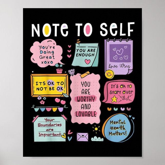 Affiche Note à soi-même Psychologue Sensibilisation à la s (Devant)