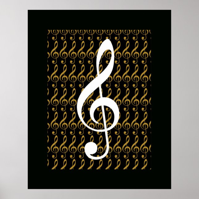 Affiche note musicale, clef à trois, graphique cool (Devant)