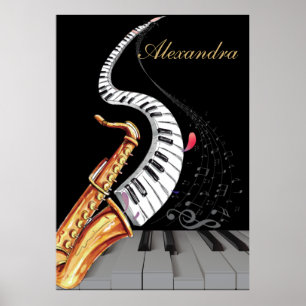 Affiche Note musicale Saxophone Piano personnalisé