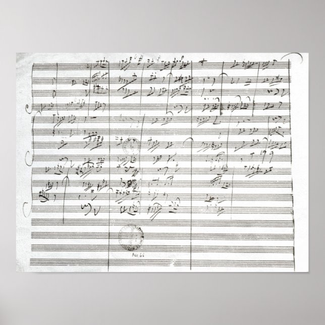 Affiche Note pour le 3ème Mouvement de la 5ème Symphonie (Devant)