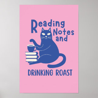 Affiche Notes de lecture et café torréfié drôle