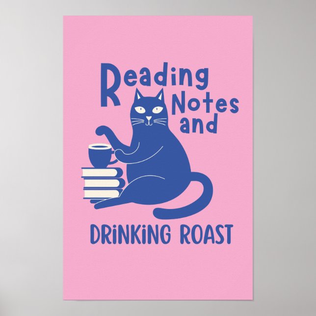 Affiche Notes de lecture et café torréfié drôle  (Devant)