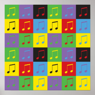 Affiche Notes de musique 8ème motif Pop Art