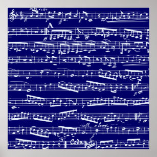 Affiche Notes de musique bleu marine
