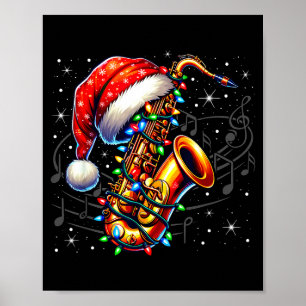 Affiche Notes de Musique Clé de Sol Noël Saxophone Jazz M