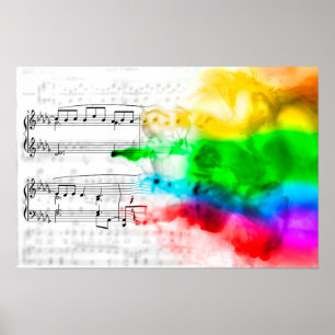 Affiche Notes de musique d'arc-en-ciel