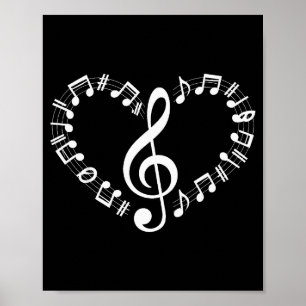 Affiche Notes de musique en forme de cœur Amoureux de musi