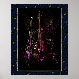 Affiche Notes de musique et contrebasse