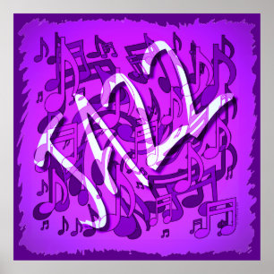 Affiche Notes de musique jazz violet violet violet Motif d