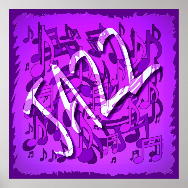 Affiche Notes de musique jazz violet violet violet Motif d (Devant)