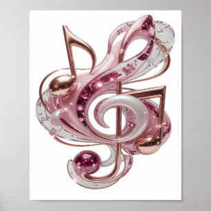 Affiche Notes de musique rose WITTY Design