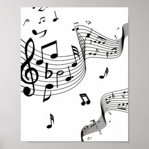 Affiche Notes de musique sur blanc