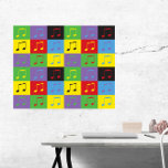 Affiche Notes musicales 8e Motif d'art pop<br><div class="desc">Aimez-vous l'art à thème musical ? Aimez-vous le pop art ? Cette affiche est composée d'un motif pop art de 8ème notes musicales en jaune,  vert,  violet,  bleu,  rouge et noir.</div>