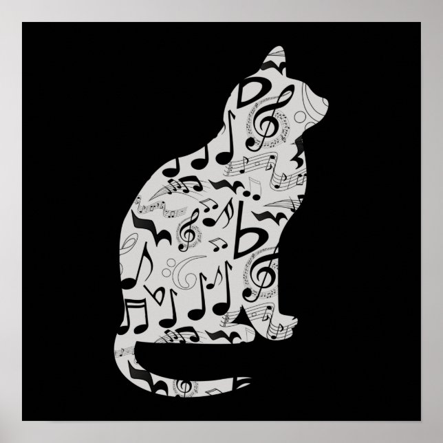 Affiche Notes musicales Amoureux des chats - Musicien mini (Devant)