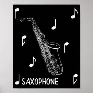 Affiche Notes musicales Saxophone