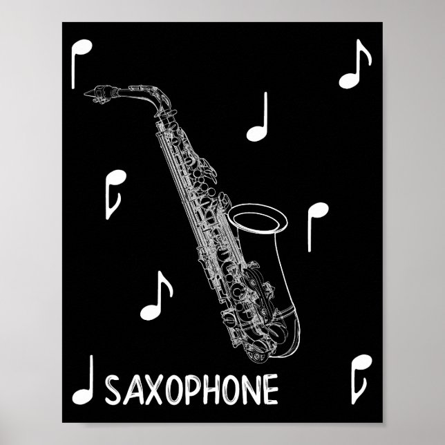Affiche Notes musicales Saxophone (Devant)