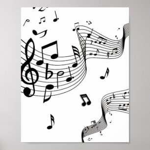 Affiche Notes musicales sur le blanc