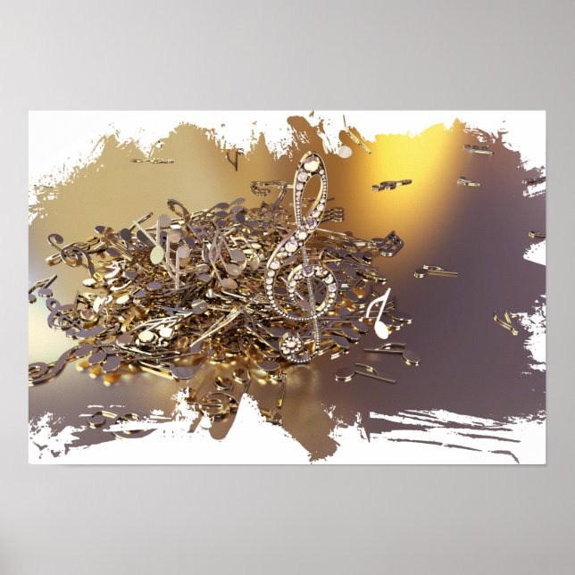 Affiche Notes musicales treble clef and fa (Devant)